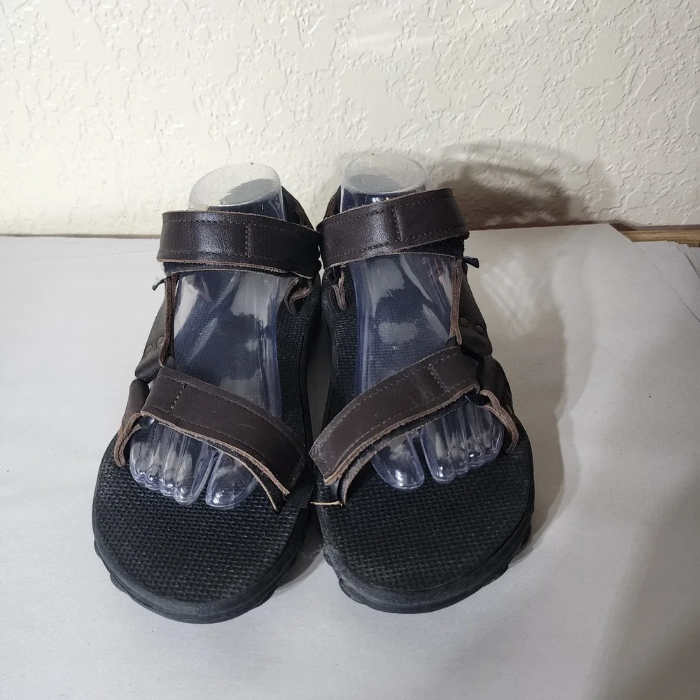 Teva Mens Leather Strap Sandals Brown Adjustable Utility Sport Sandals Size 10W